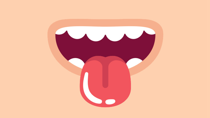 An illustration of a mouth with a tongue sticking out.