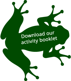 Lemur Leaf frog symbol with Download our activity book strapline