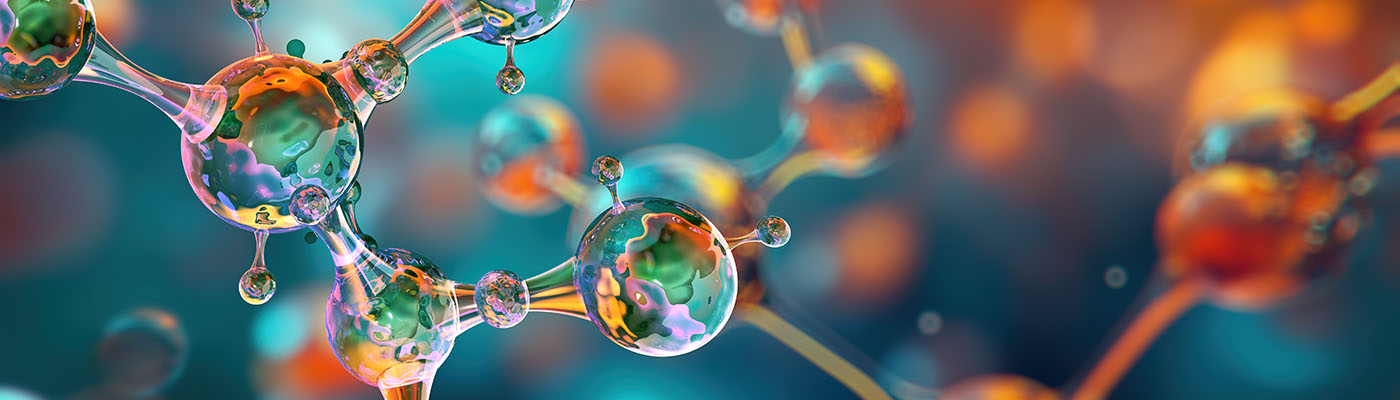 An illustration of interlinked molecules.