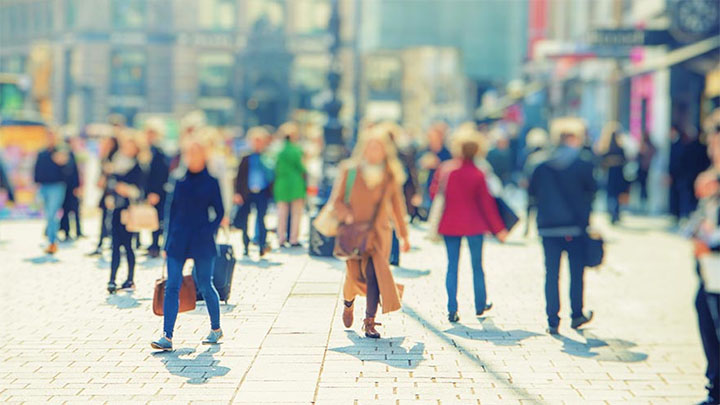A crowded city centre street.