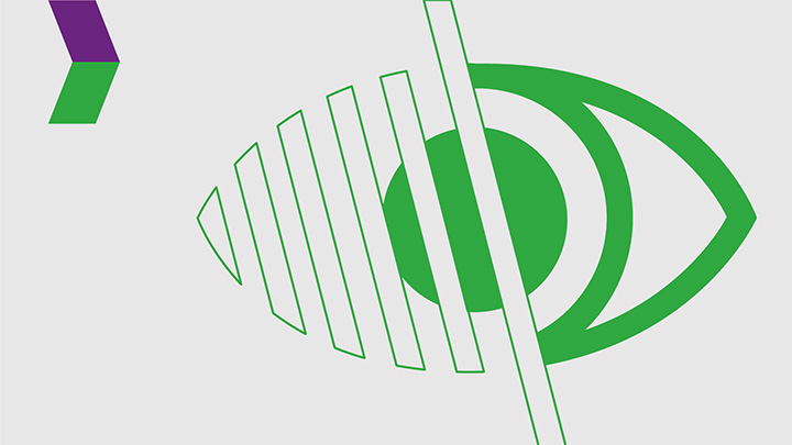 An icon of eye partially obscured by diagonal lines, representing loss of vision.