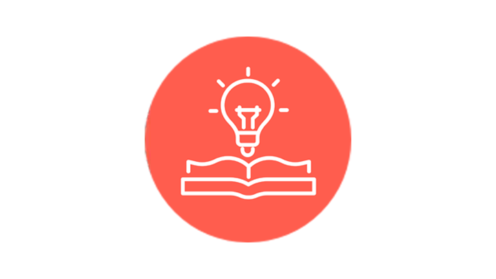 An icon showing books and research