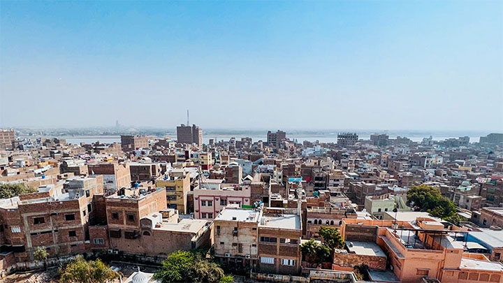 Cityscape of Sukker in Sindh, Pakistan.
