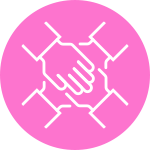 An icon showing a four hands placed on top of one another.