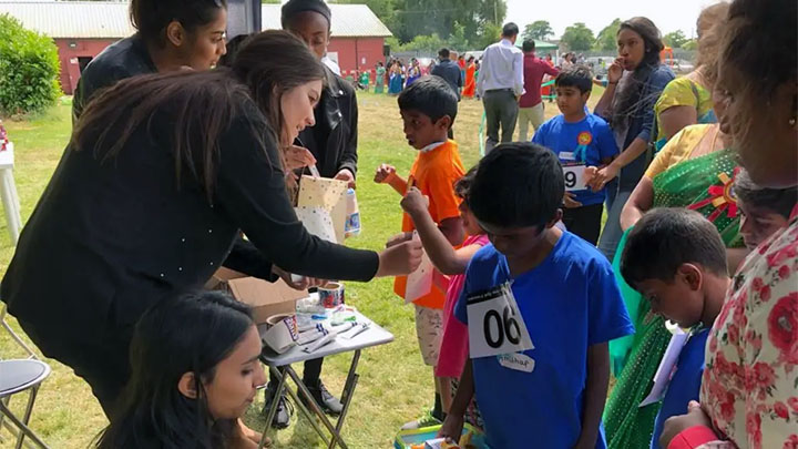 Children engaged in the Tamil project in Sri Lanka.