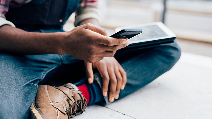 A person using a smartphone.