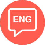 An icon showing a speech bubble with the letters ENG inside it.