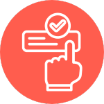 An icon representing a person submitting an application by clicking a submit button.