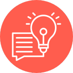 An icon showing a speech bubble and a light bulb.