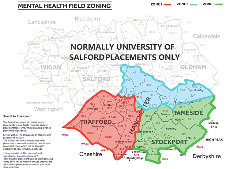 Mental Health Nursing placement zones | University of Manchester