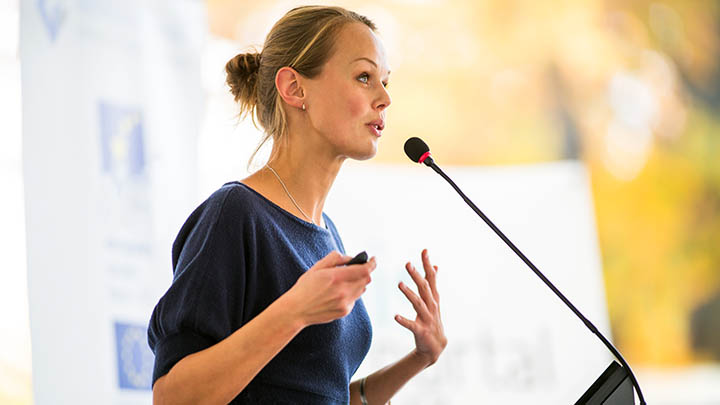 A member of staff giving a lecture.