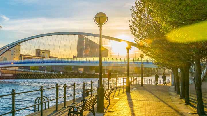 A bridge crossing the River Irwell in Salford Quays
