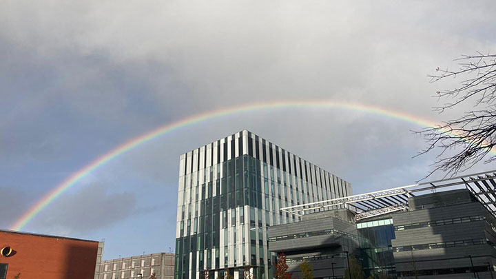 Abstract blue image showing connections and pathways intersecting.