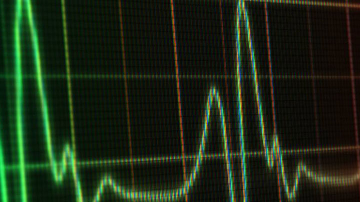 Healthy Hearts cover image - Electrocardiogram line on heart monitor going from green to red.