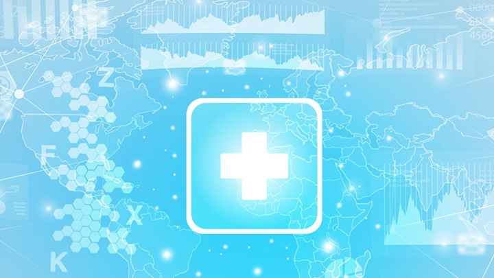 An illustration of symbols associated with health.