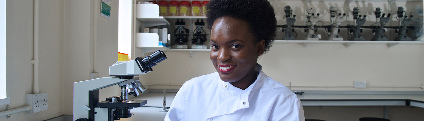 Biomedical researcher in laboratories at The University of Manchester