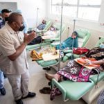 President Uhuru Kenyatta greets patients at a cancer centre in Mombasa, Kenya.