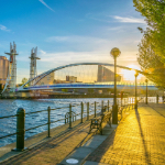 A bridge over water at Salford Quays.