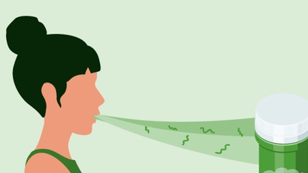 An illustration of a woman breathing.