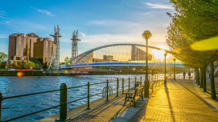 A bridge over water at Salford Quays.
