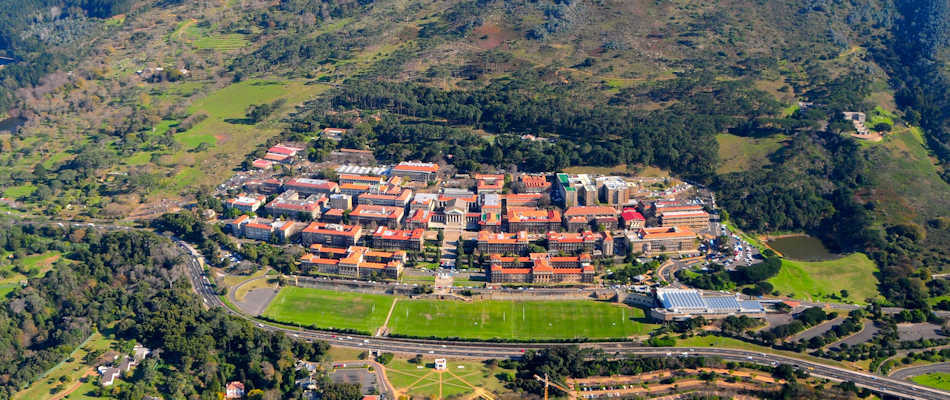 An aerial view of the University of Cape Town campus.