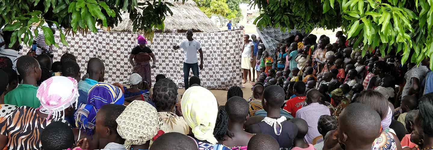 A photo of a street performance in Uganda.