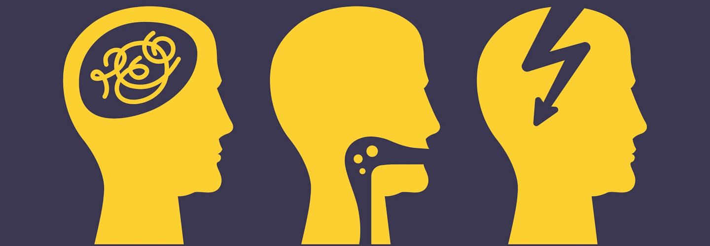 Illustration showing the brain and swallowing function.