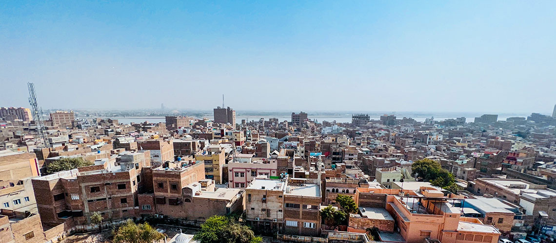 Cityscape of Sukker in Sindh, Pakistan.