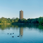 A lake at Peking University in Beijing, China.