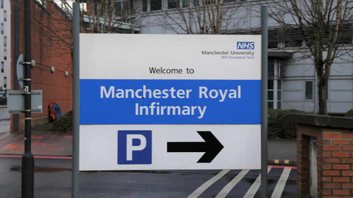 Sign outside the Manchester Royal Infirmary.