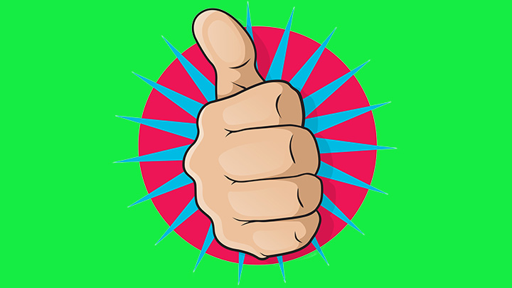 A pop art-style thumbs up.