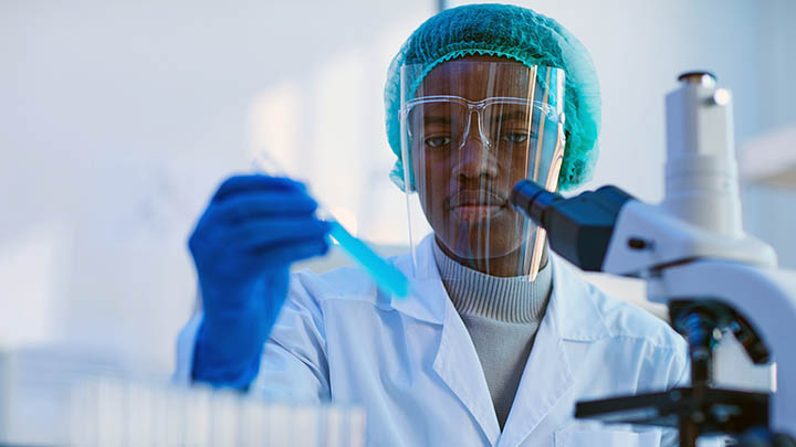 A student in the lab.