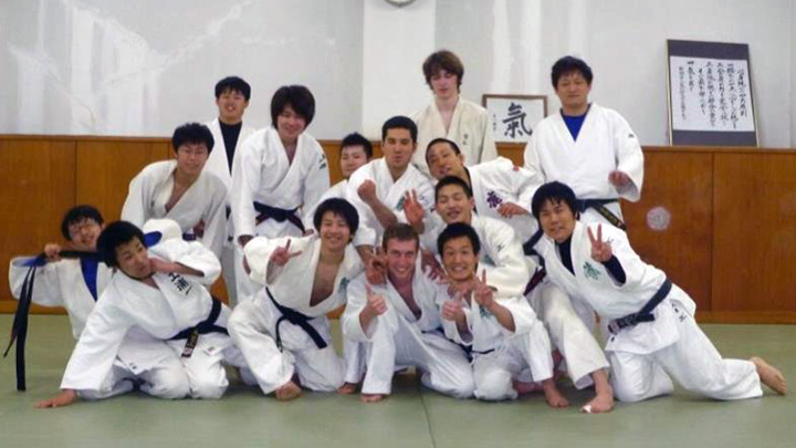 Michael with the Tsukuba University Judo team.