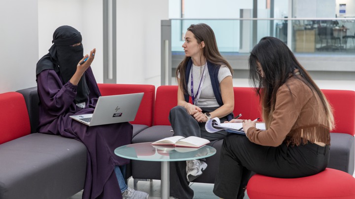Maryam with two other postgraduate researchers.