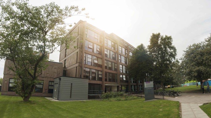 Exterior of Ellen Wilkinson Building on the Manchester campus.