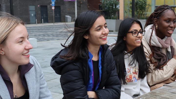 Students drinking coffee