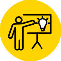An icon showing a person giving a presentation.