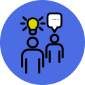 An icon showing two people with speech bubbles above their heads.