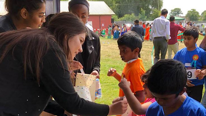 Children engaged in the Tamil project in Sri Lanka.