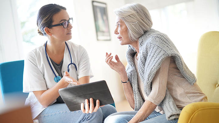 A patient talking to her doctor.