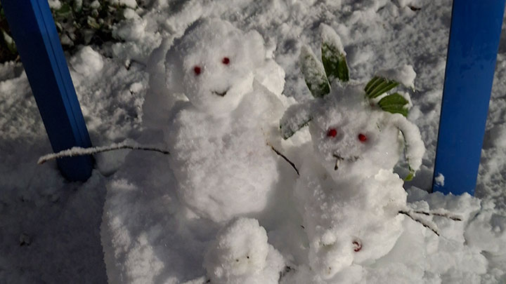 Syeda's snowpeople.