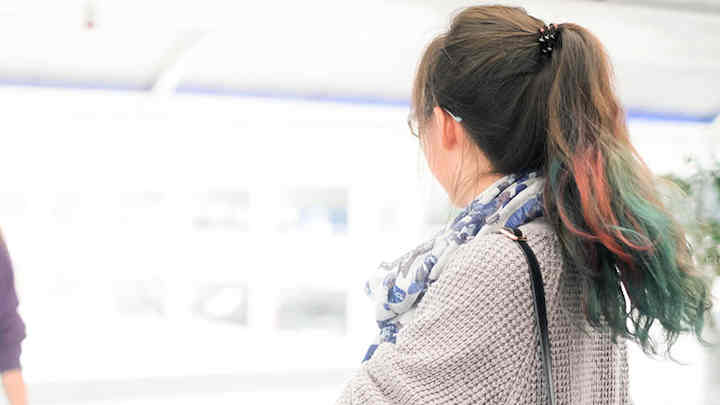 A student arriving at Manchester airport.