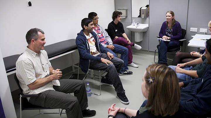 Medical students in the clinical skills suite.