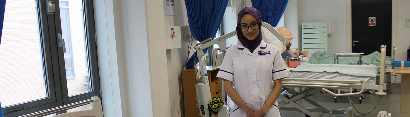A student in the clinical skills suite.