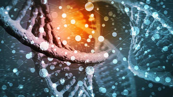 Genomics illustration of DNA cells