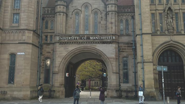 The arch under the Whitworth Building, University of Manchester.