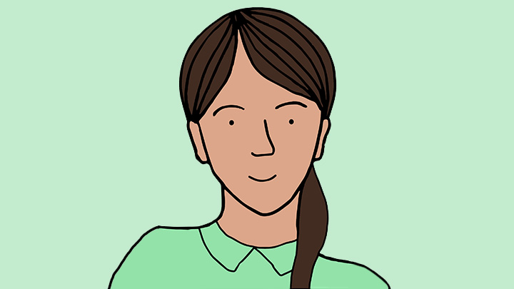 Hand-drawn cartoon of Hannah.