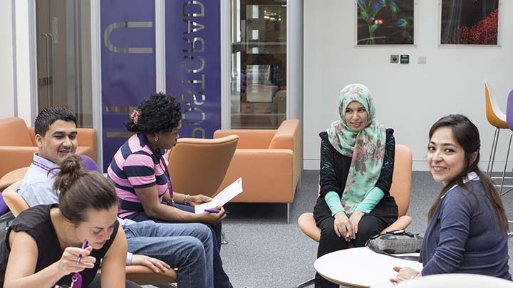 Postgraduate students in the hub.