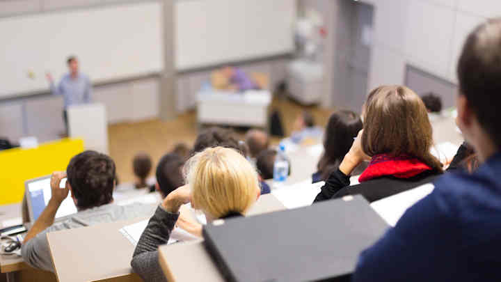 Students in a lecture theatre