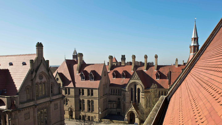 A photo of John Owens Building on the Manchester campus.